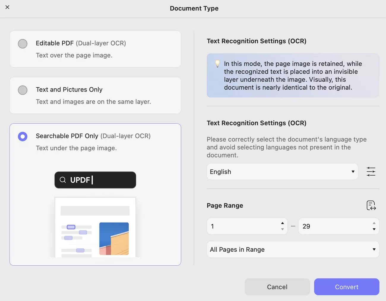 zvažte použití prohledávatelného PDF OCR funkce UPDF pro Mac