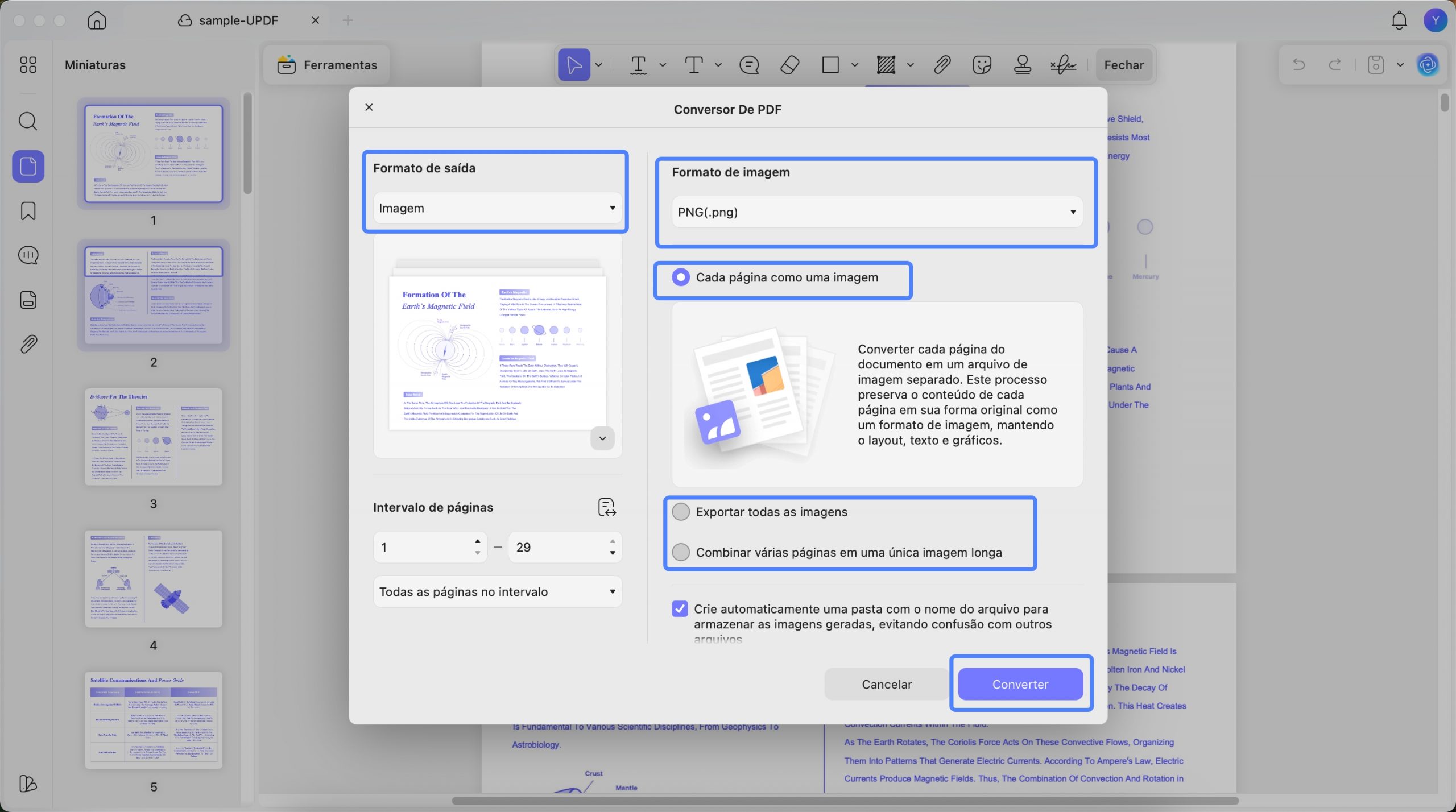 pdf para imagem updf mac