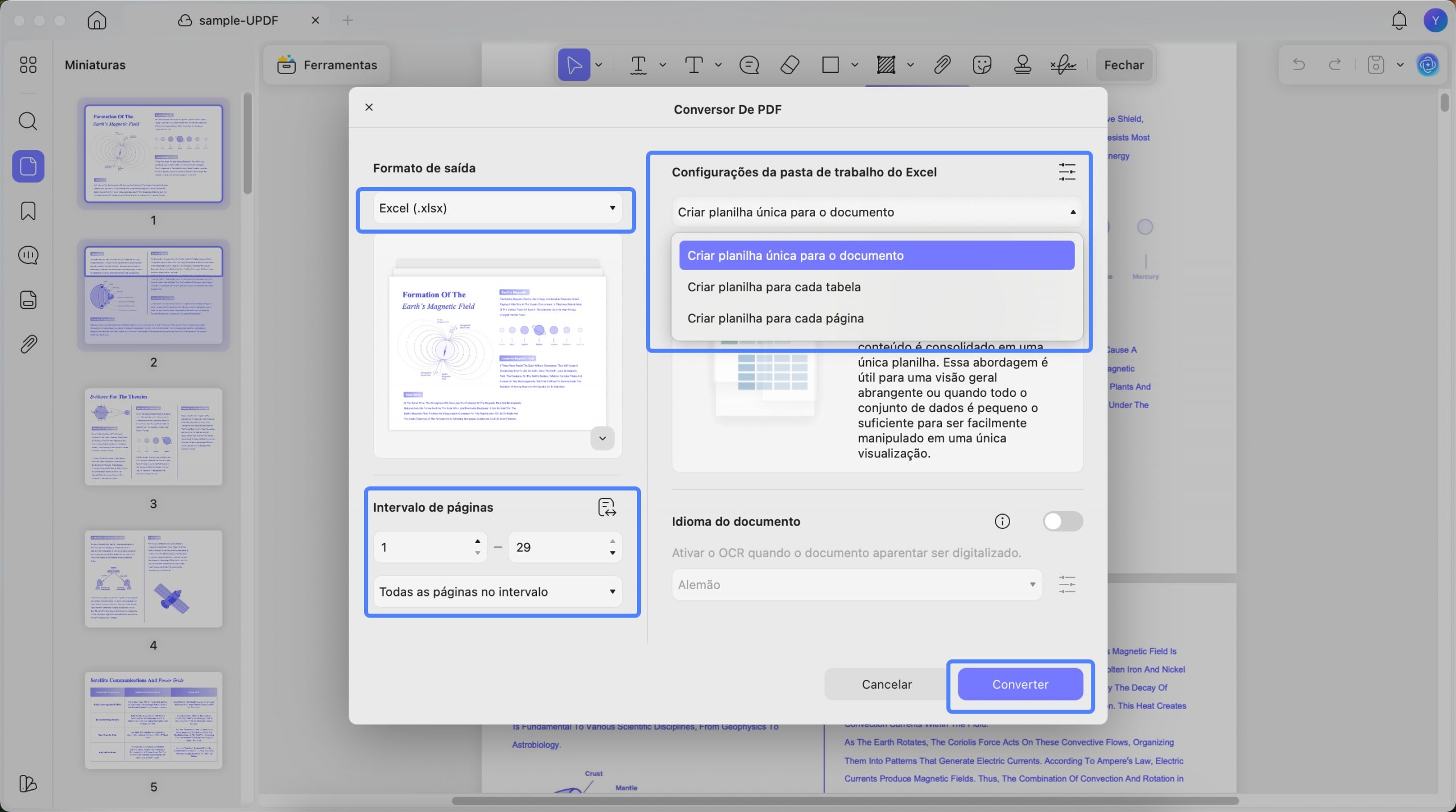 pdf para excel updf mac