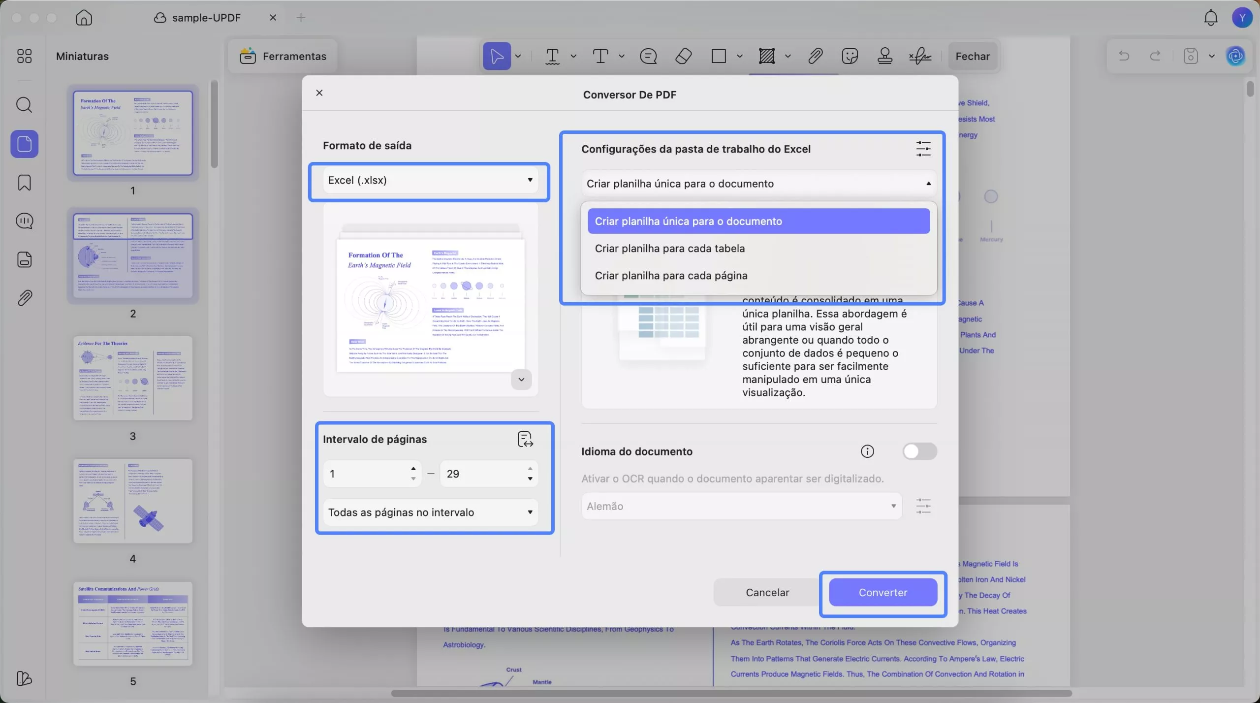 pdf para excel updf mac