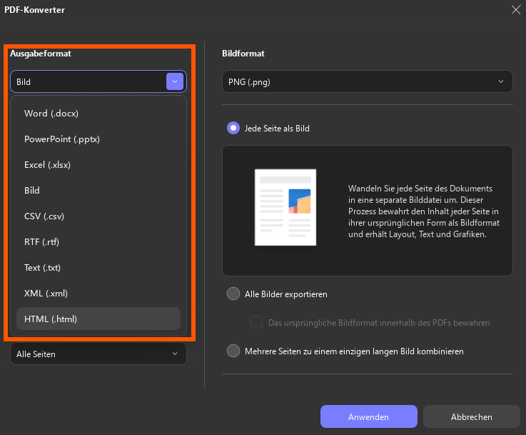 In das bevorzugte Dateiformat konvertieren updf Windows