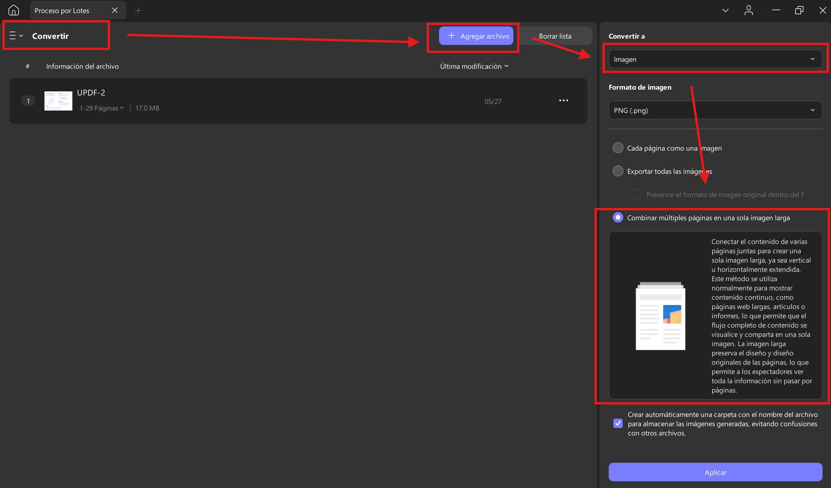 Convert multiple pages as a only image updf 2 windows