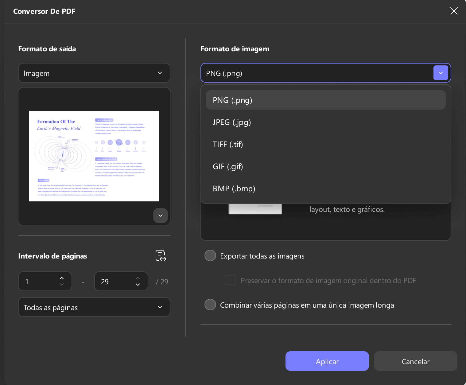 configurações de layout para conversão de imagem updf windows 