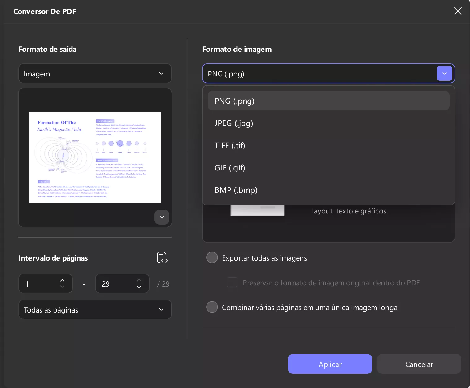 configurações de layout para conversão de imagem updf windows