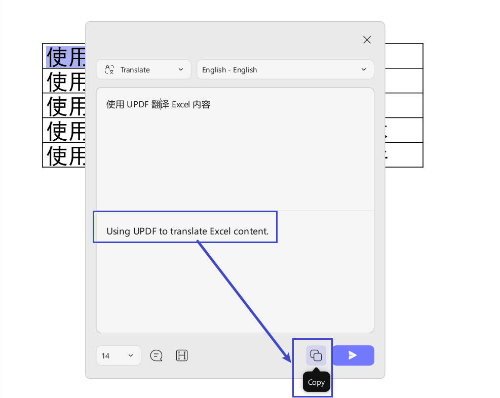 copy and paste translated text