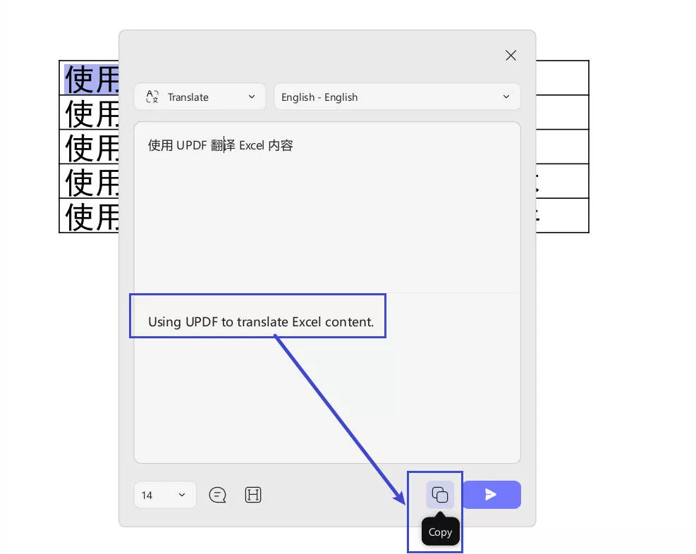 copy and paste translated text