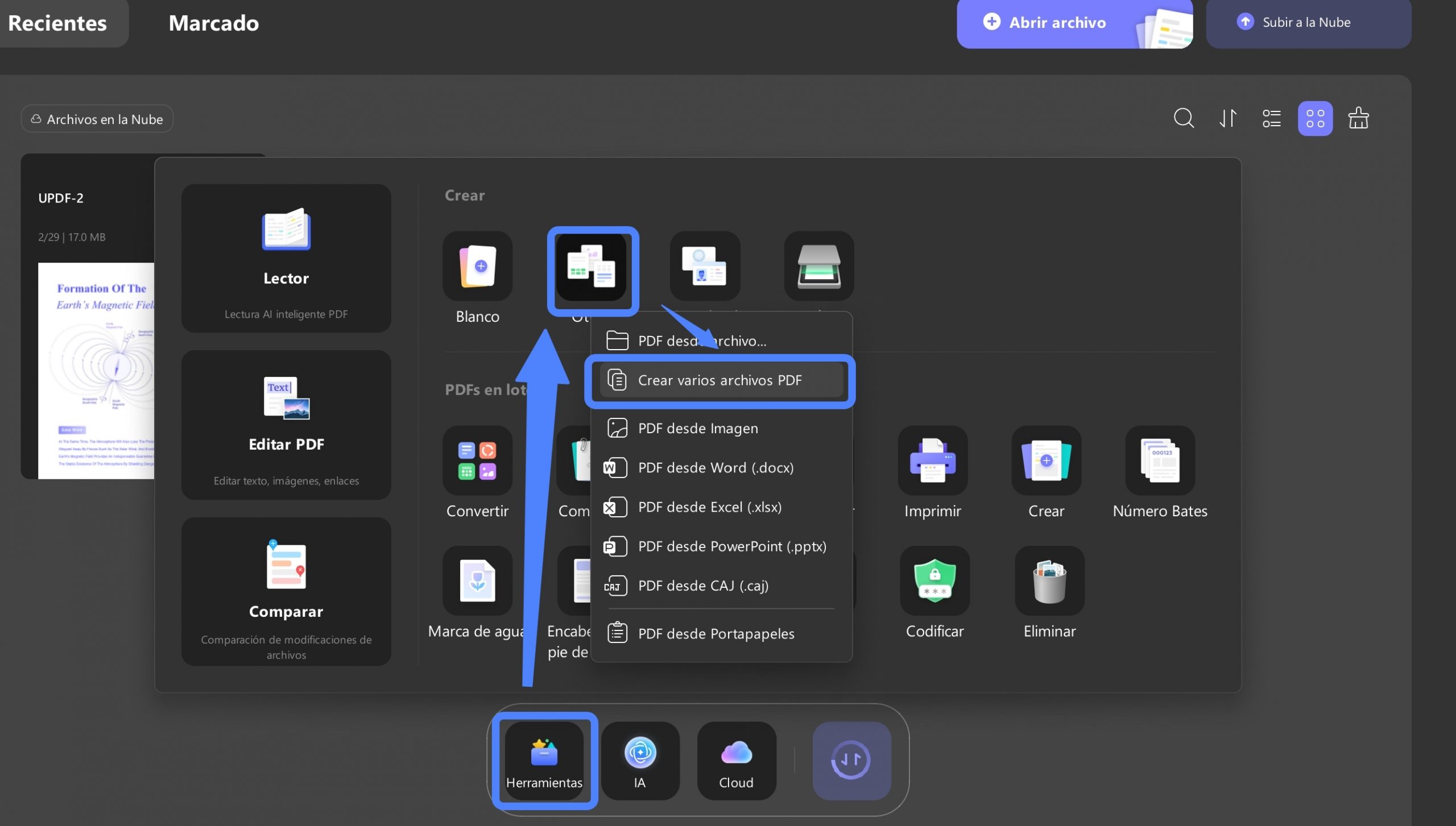 Crear varios archivos PDF