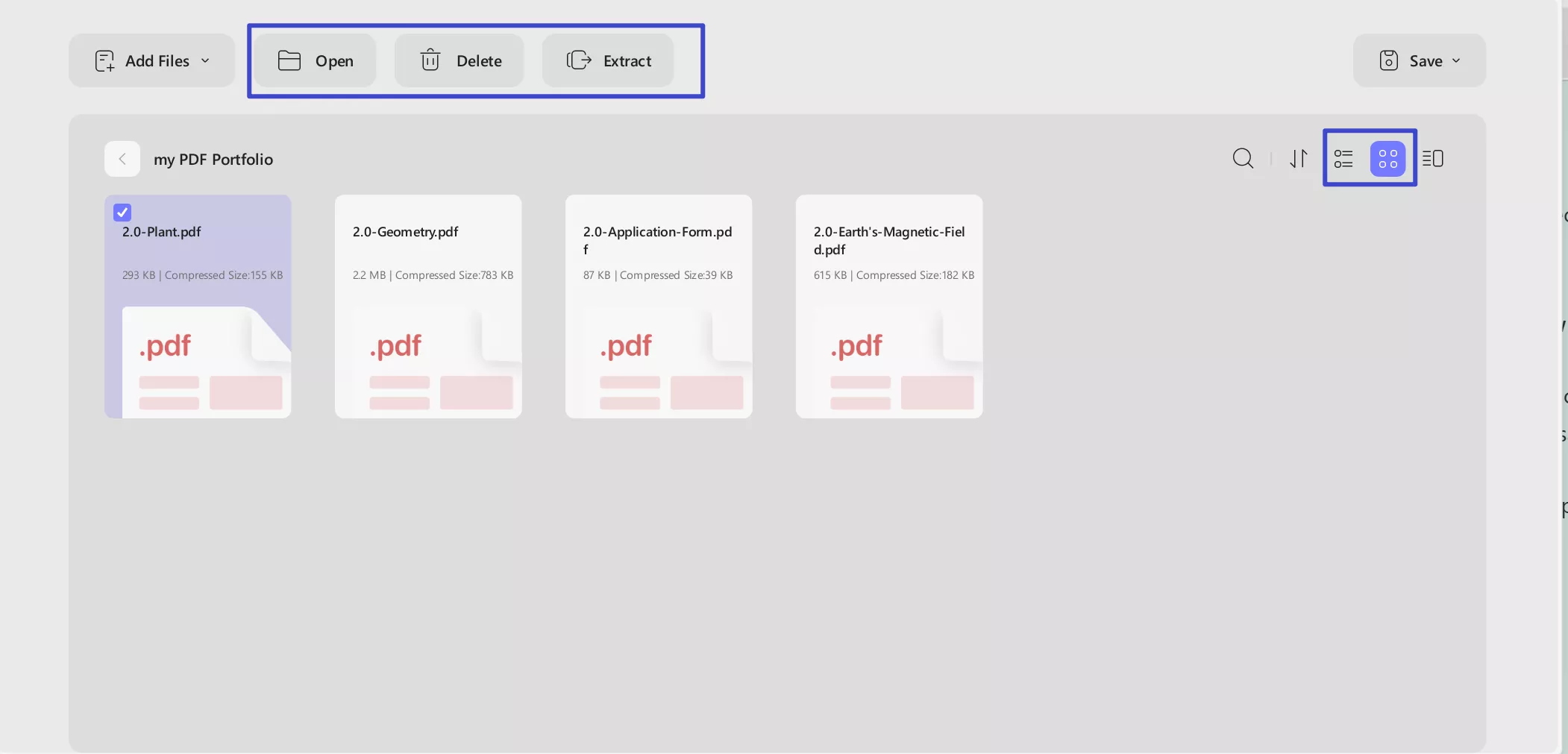 select a file in the portfolio
