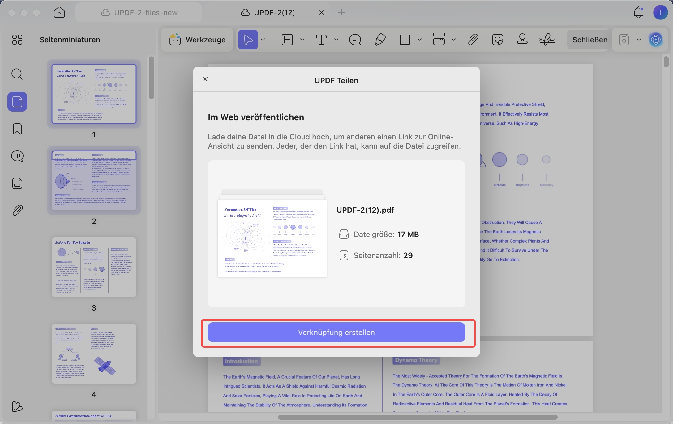 Link für PDF-Datei erstellen updf mac