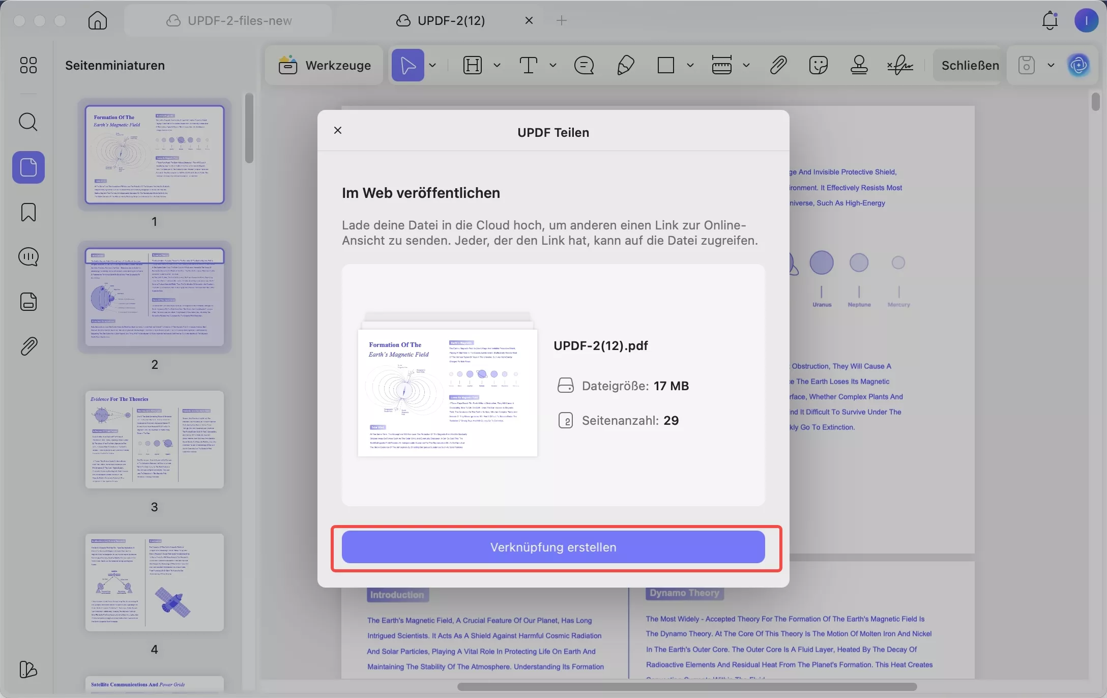 Link für PDF-Datei erstellen updf mac