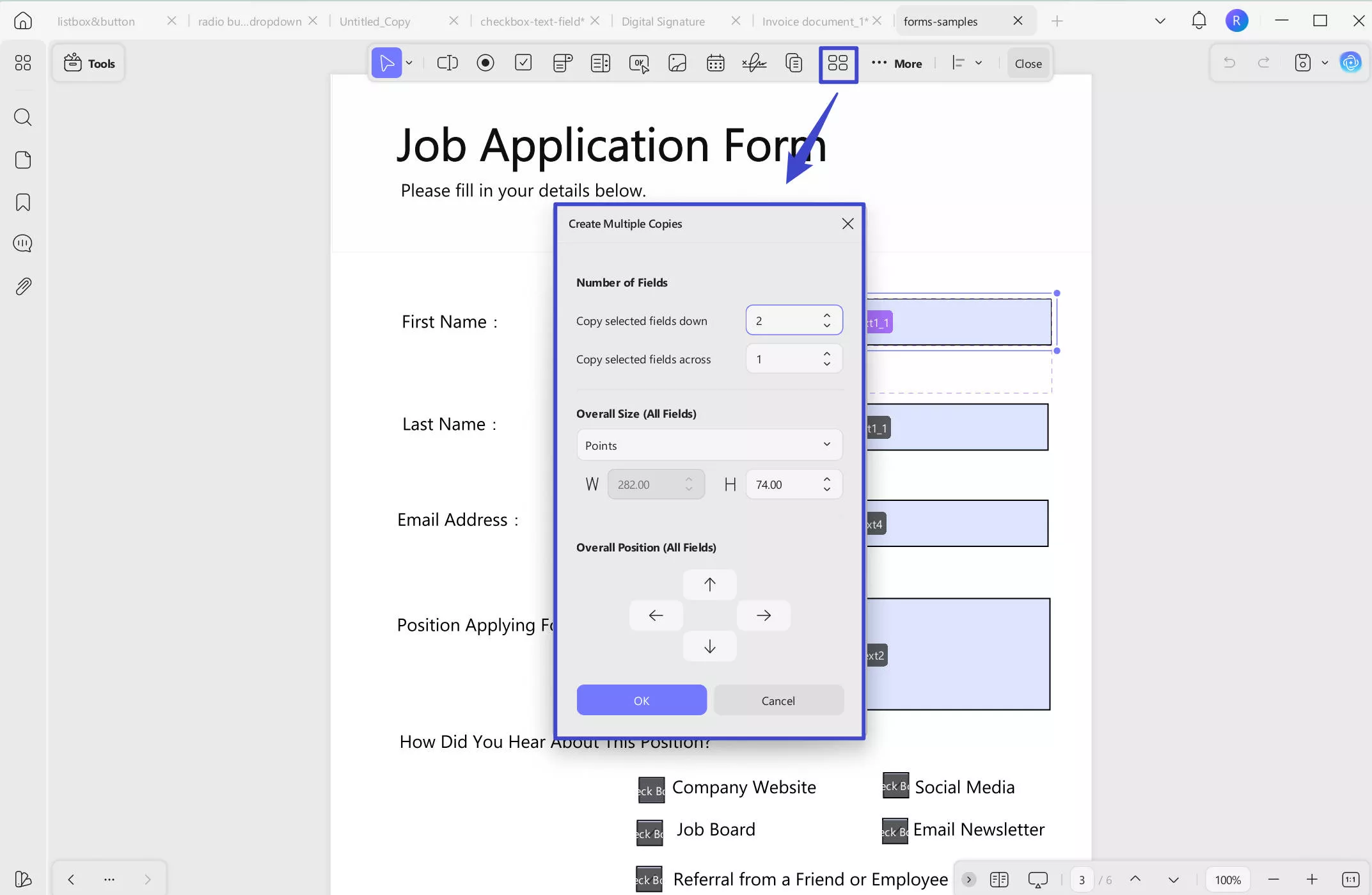 Create multiple copies with updf on windows