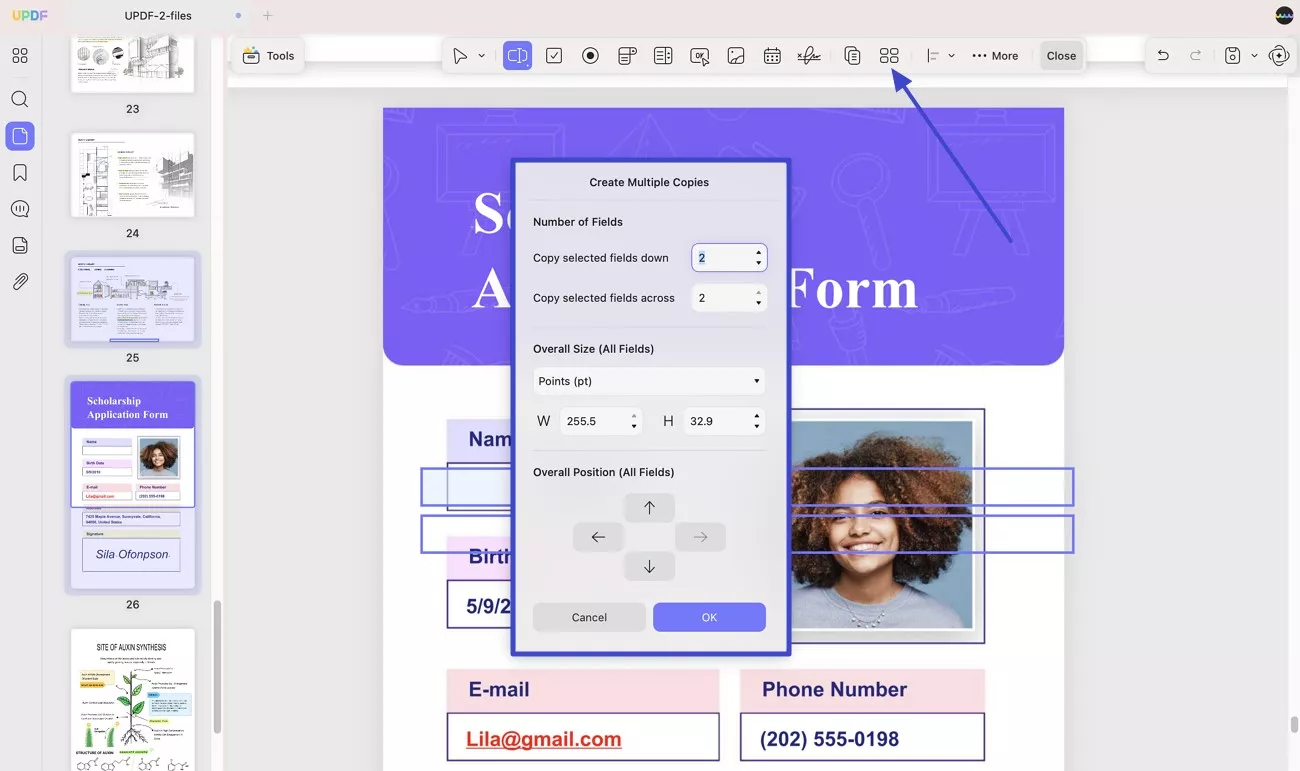create multiple form copies updf mac