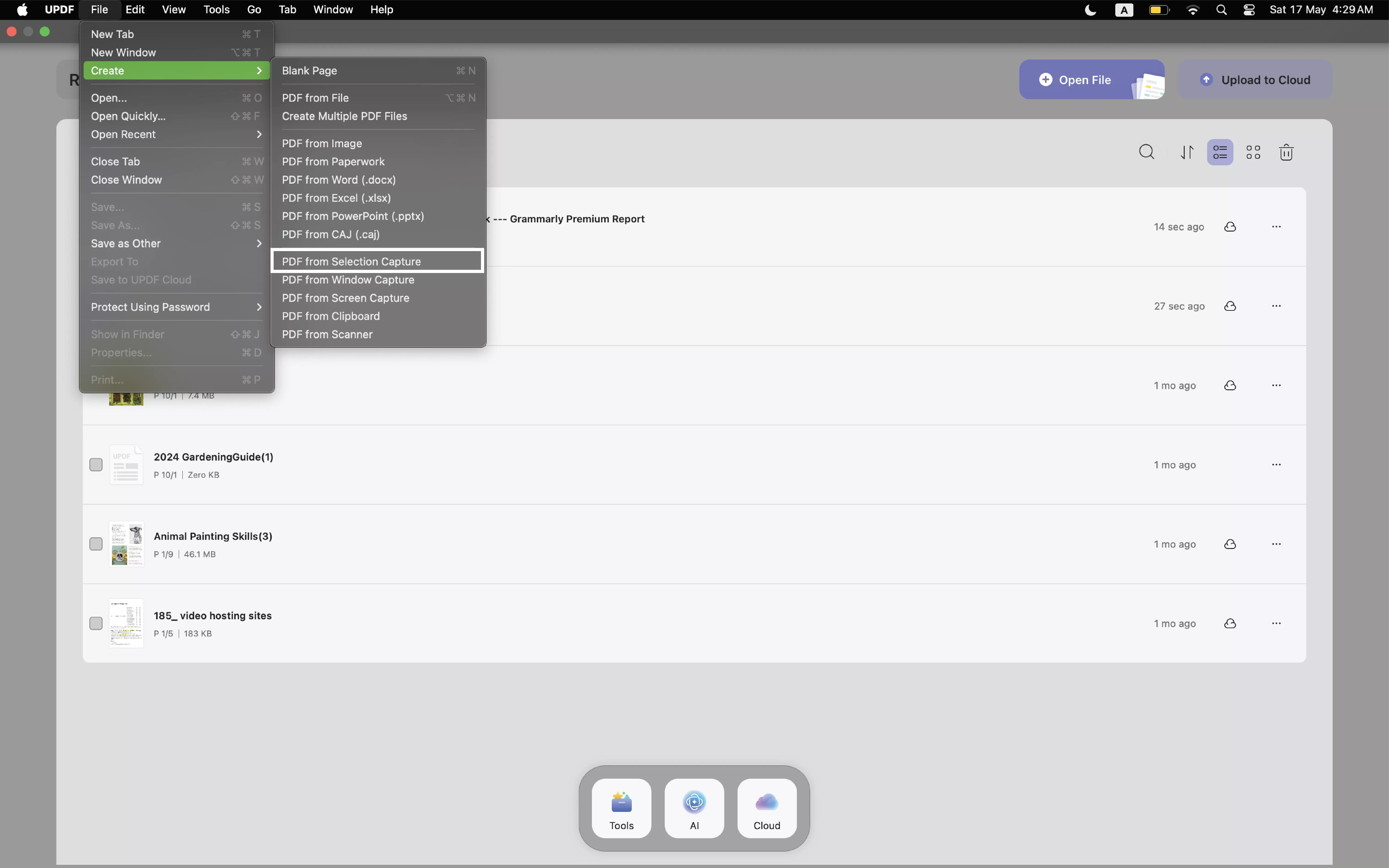 create pdf from capture