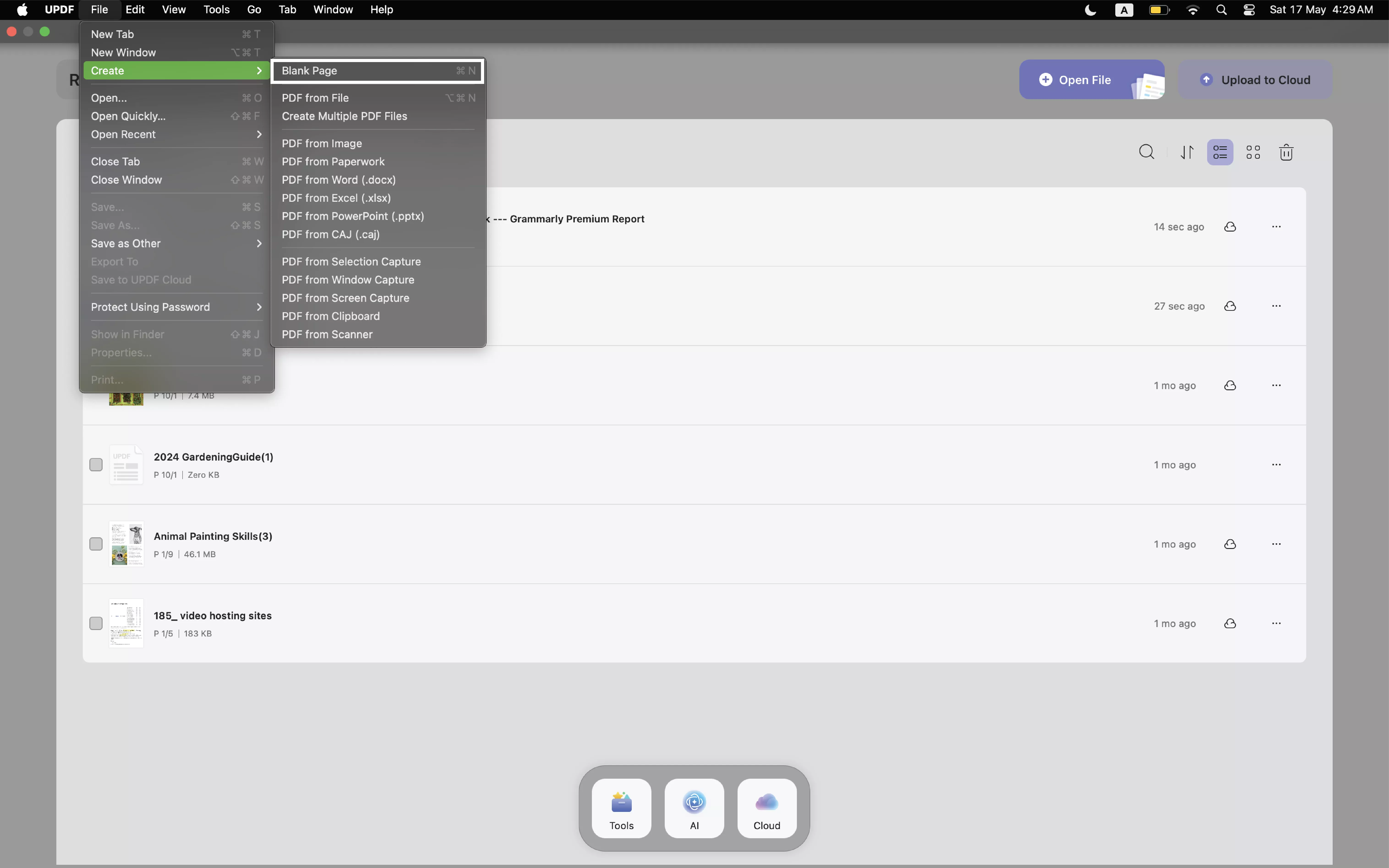 create pdf from blank page