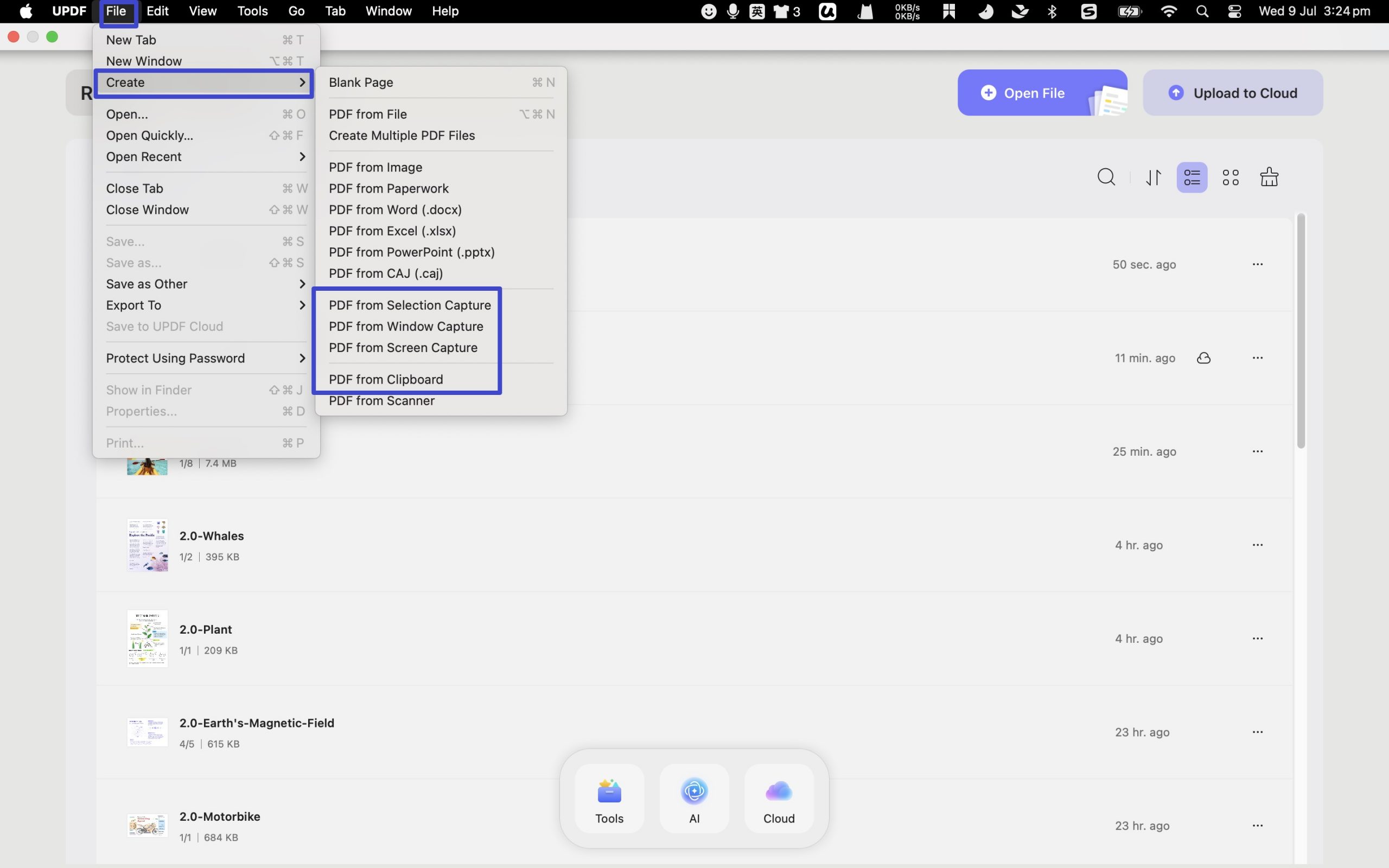 create pdf from capture