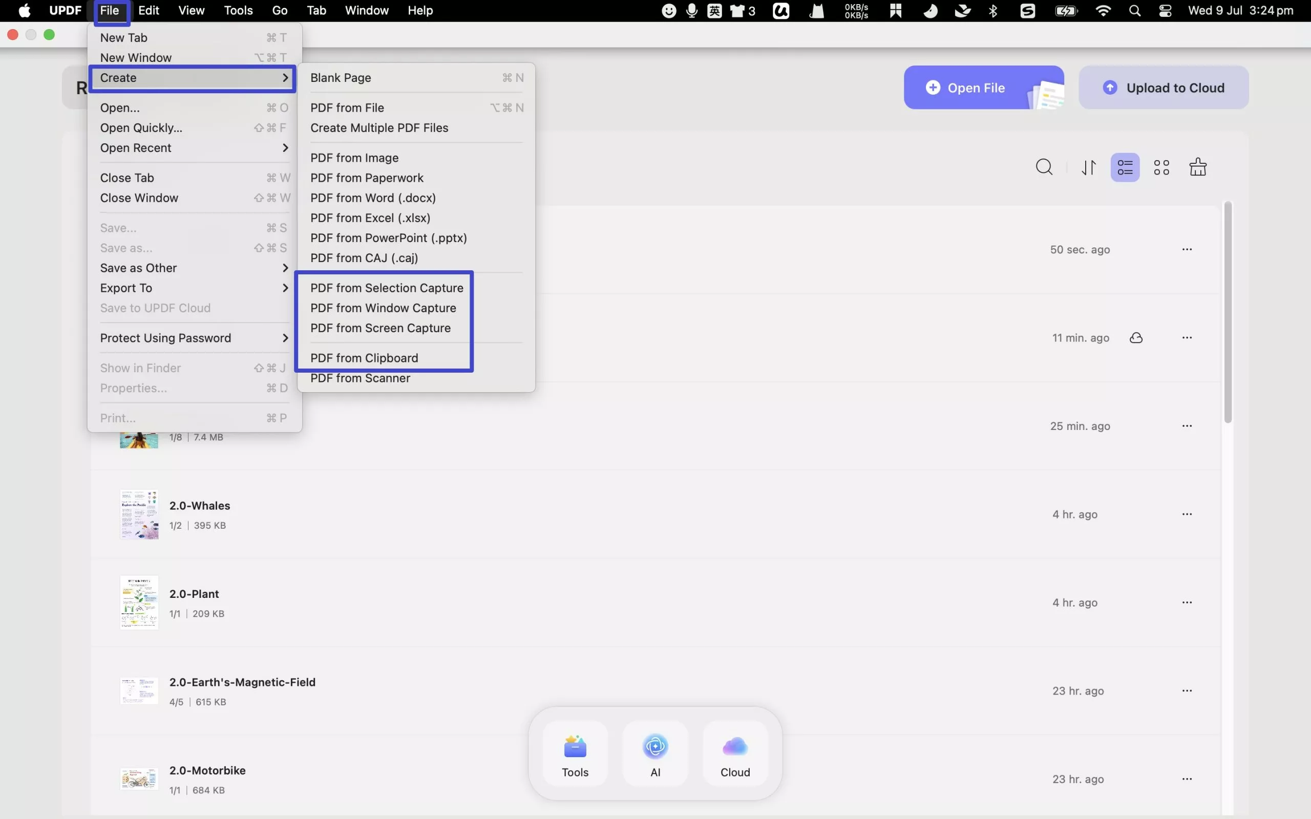 create pdf from capture