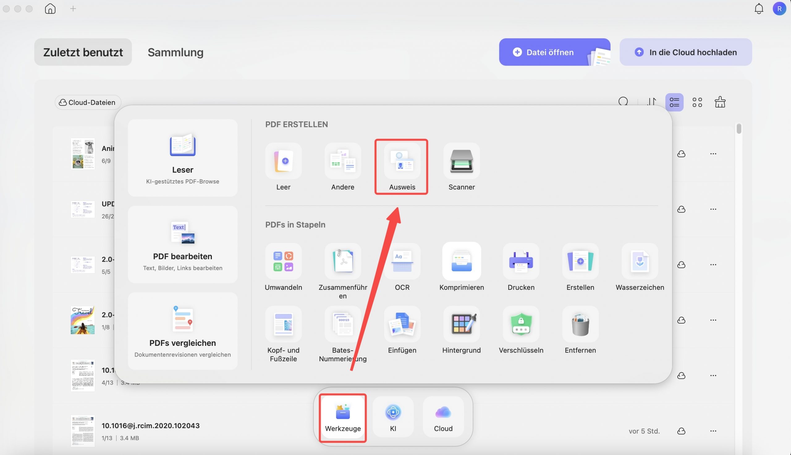 pdf aus id-karte erstellen updf 2 mac