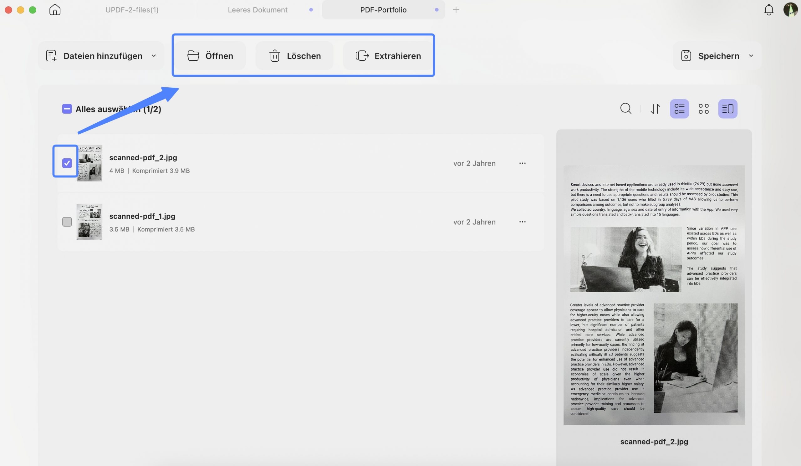 Dateien zum PDF-Portfolio