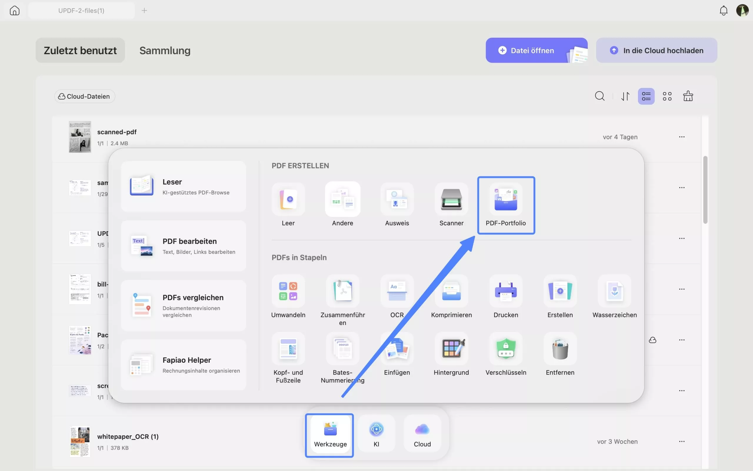 Erstellen eines PDF-Portfolios