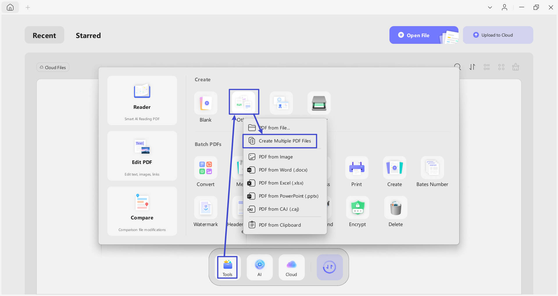 use create multiple pdf file option 