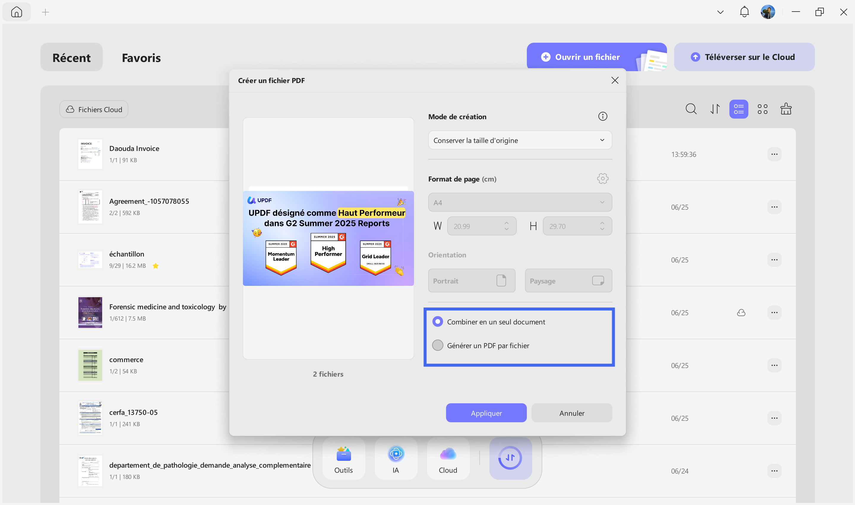 combine or generate pdf per file 