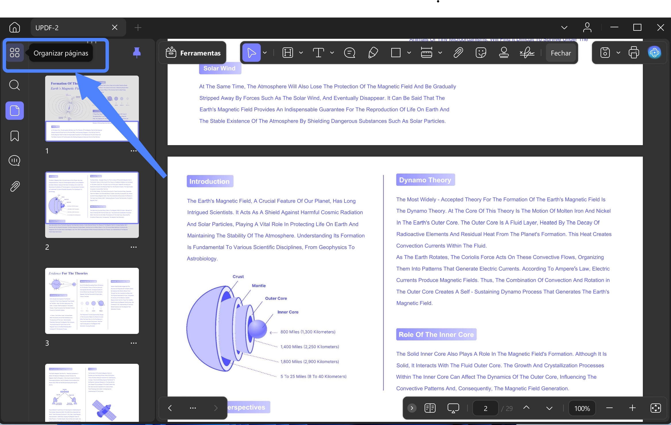 acessar recurso de organizar pdf