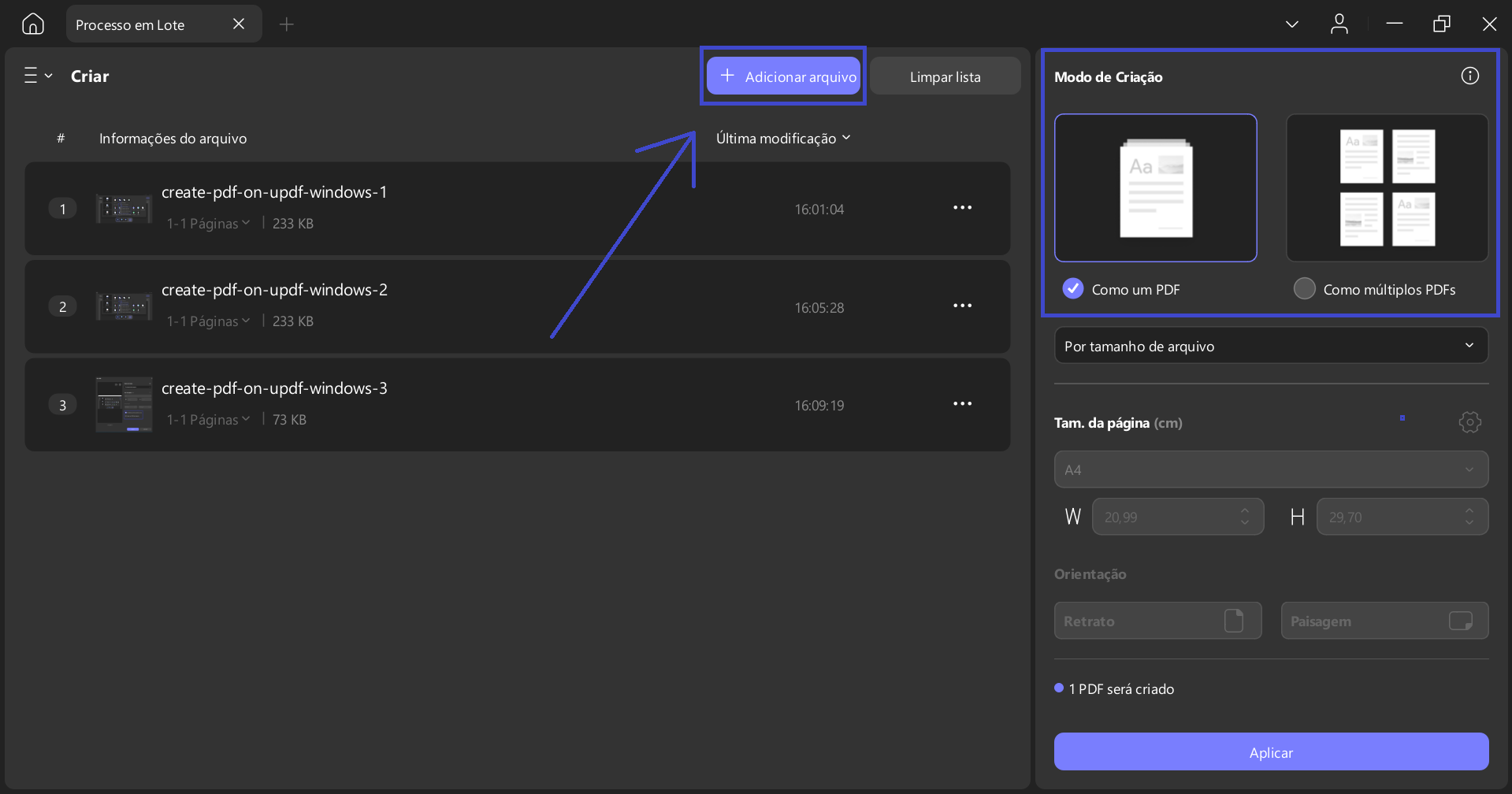 adicionar arquivo e aplicar mudanças 