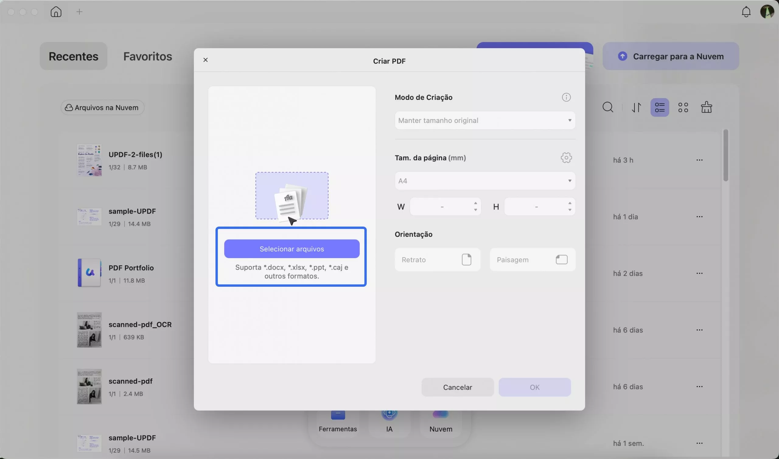 arraste e solte o arquivo