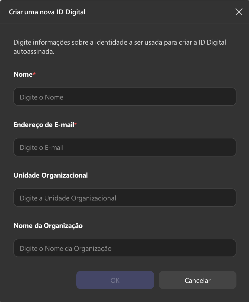 criar uma nova id digital