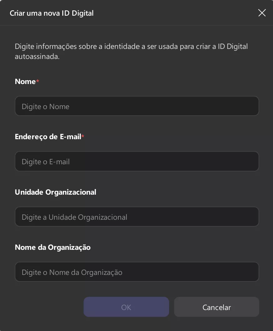 criar uma nova id digital