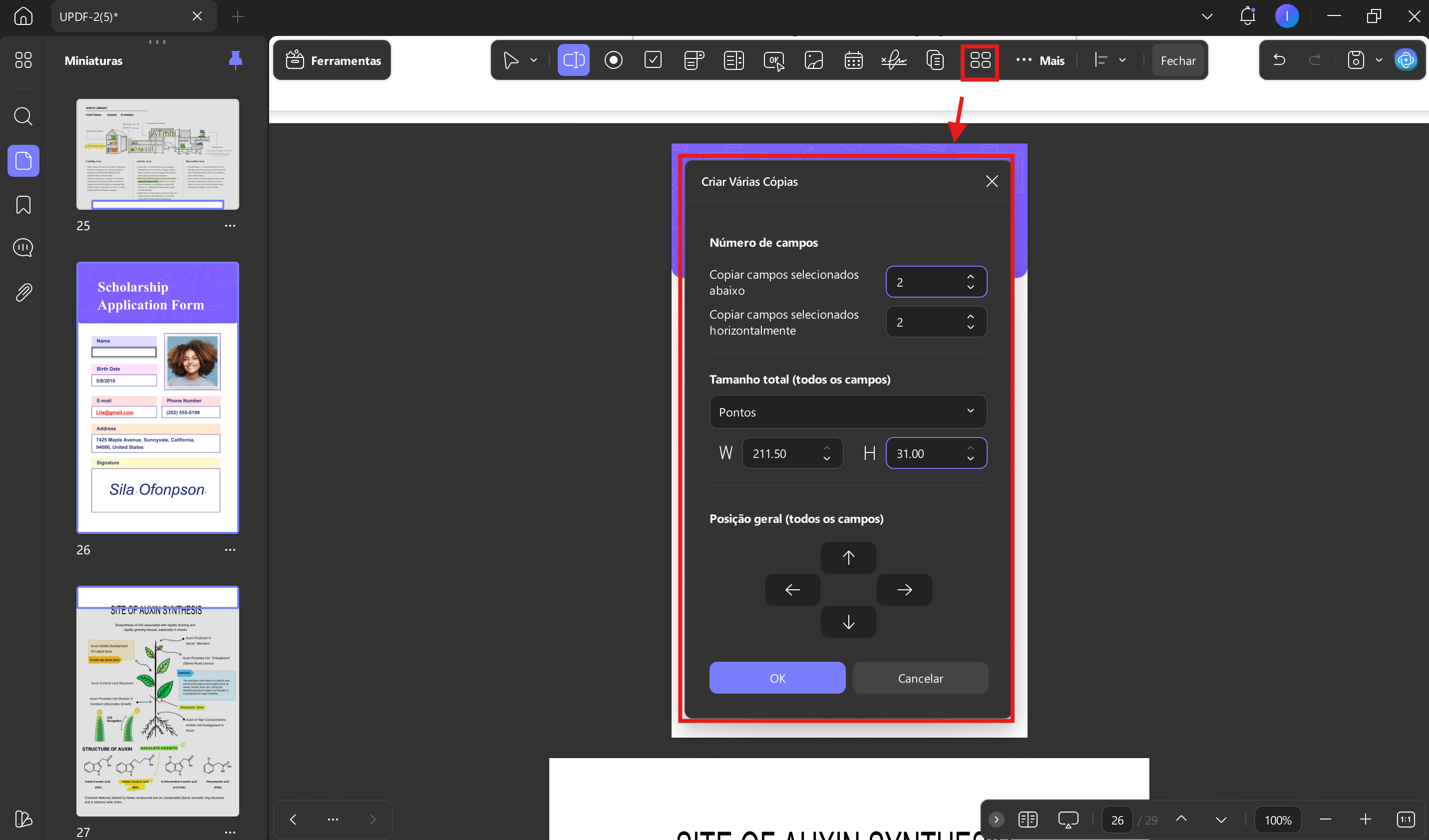 criar várias cópias para o formulário updf windows 