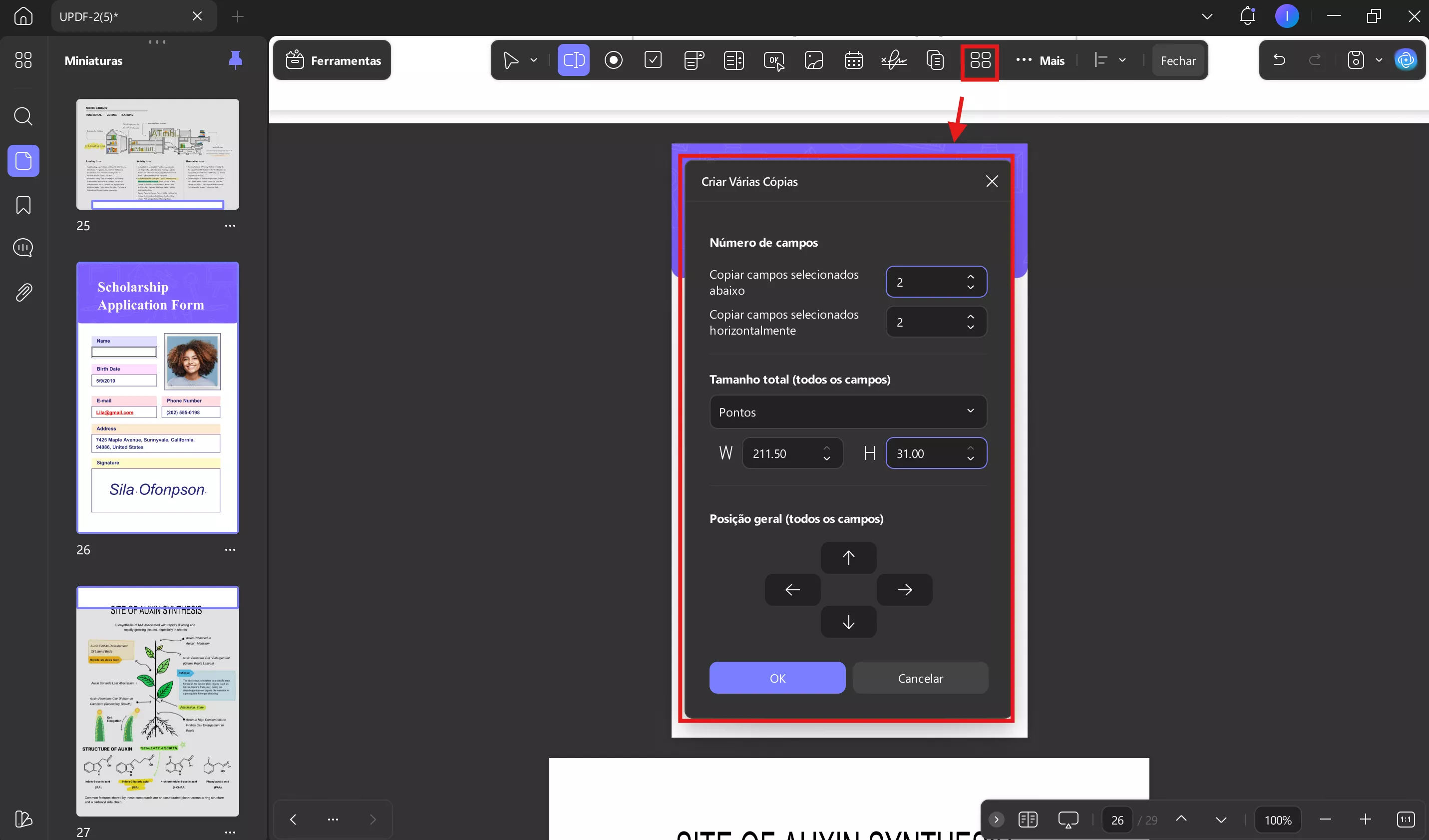criar várias cópias para o formulário updf windows 