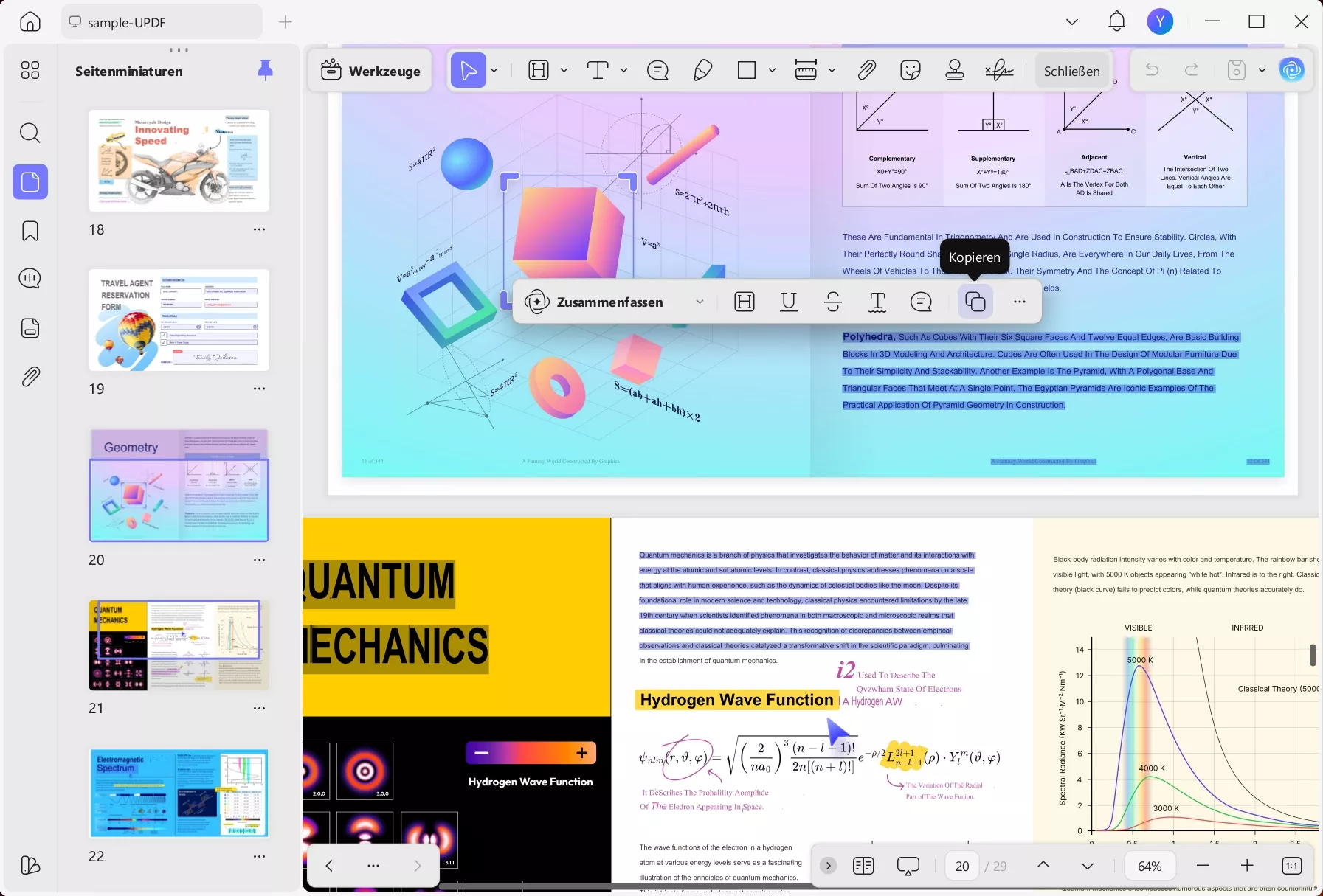 Seitenübergreifende Textauswahl und Kopierung