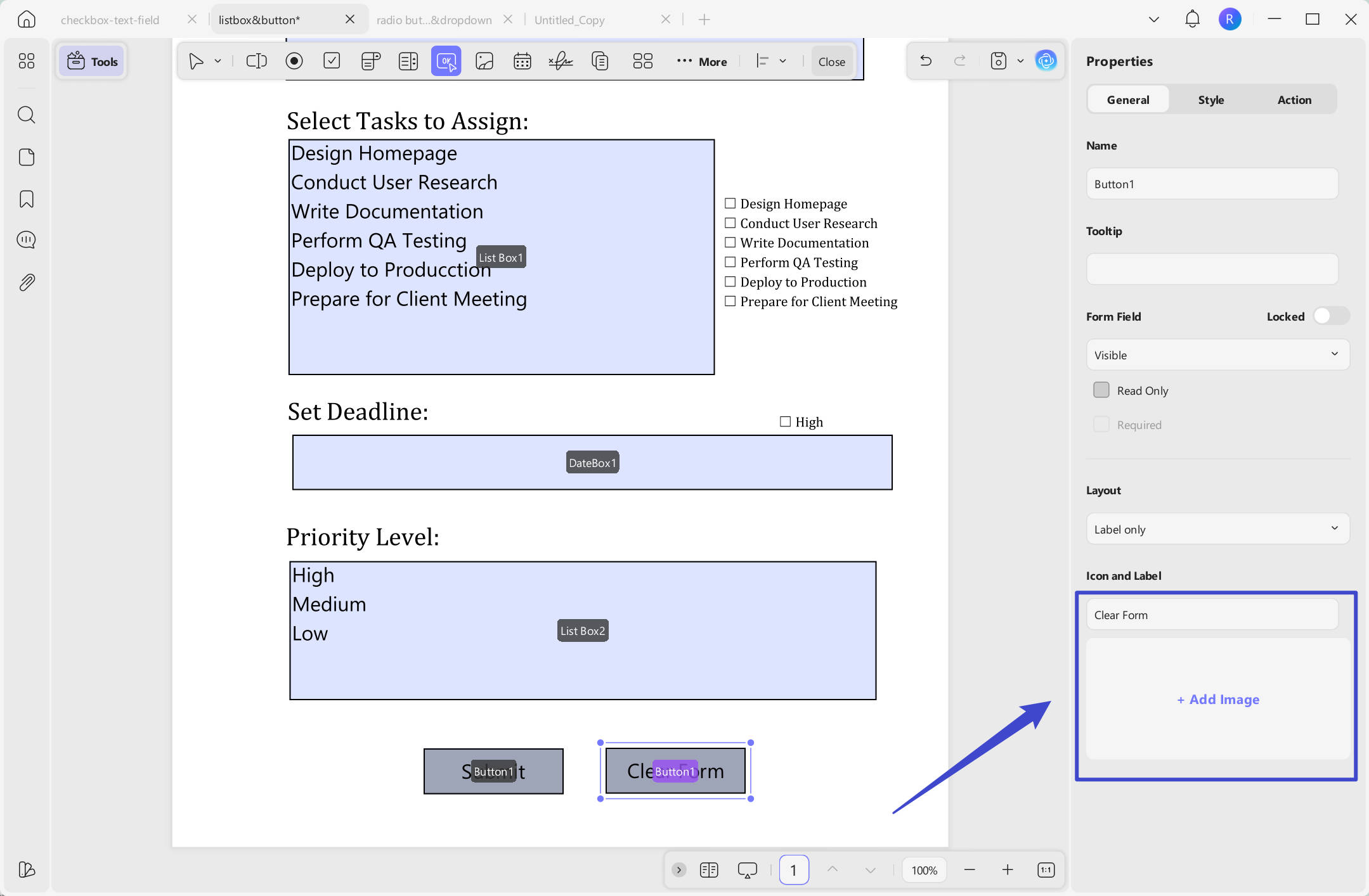 customize button label and icon updf windows
