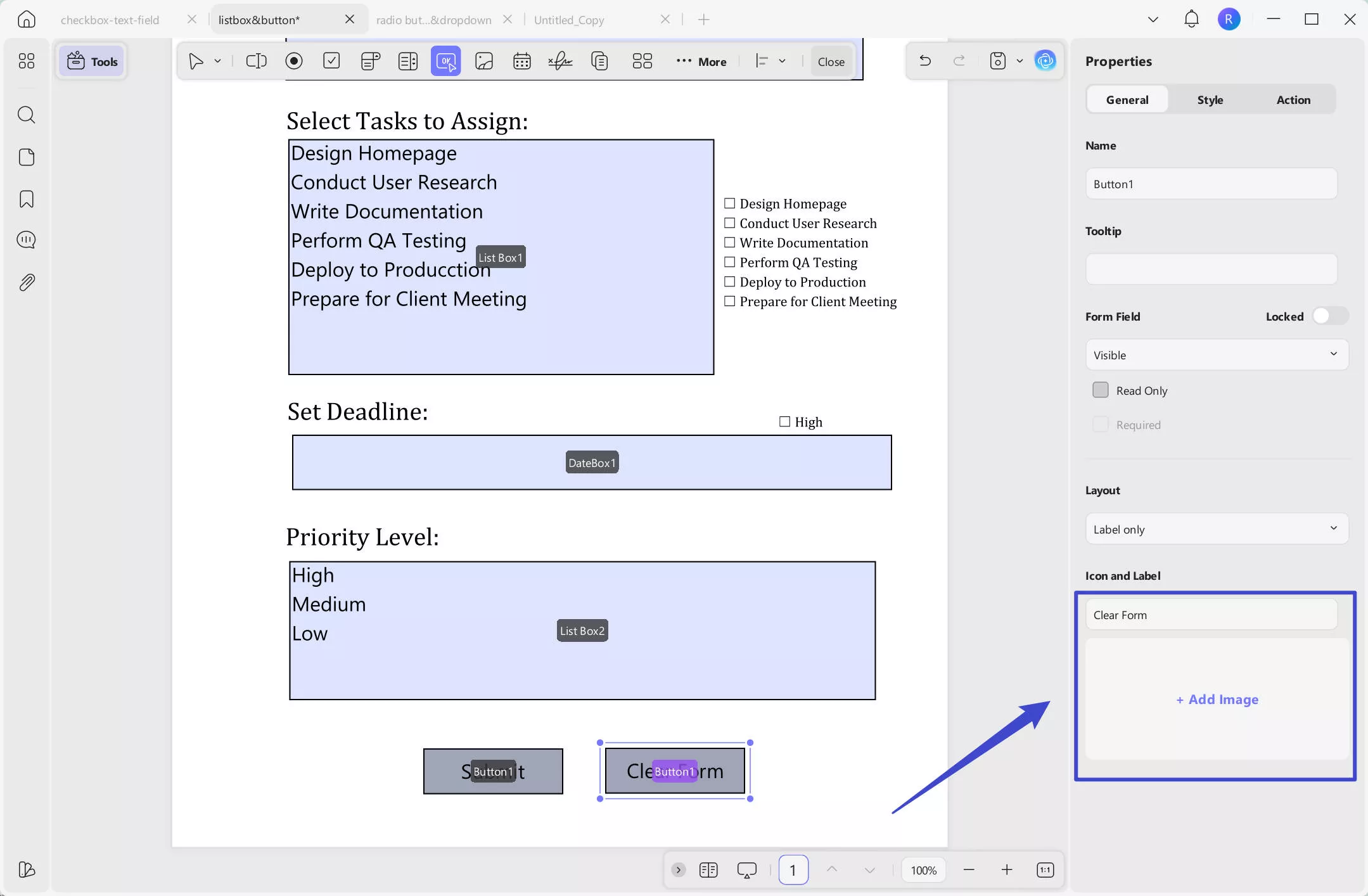 customize button label and icon updf windows