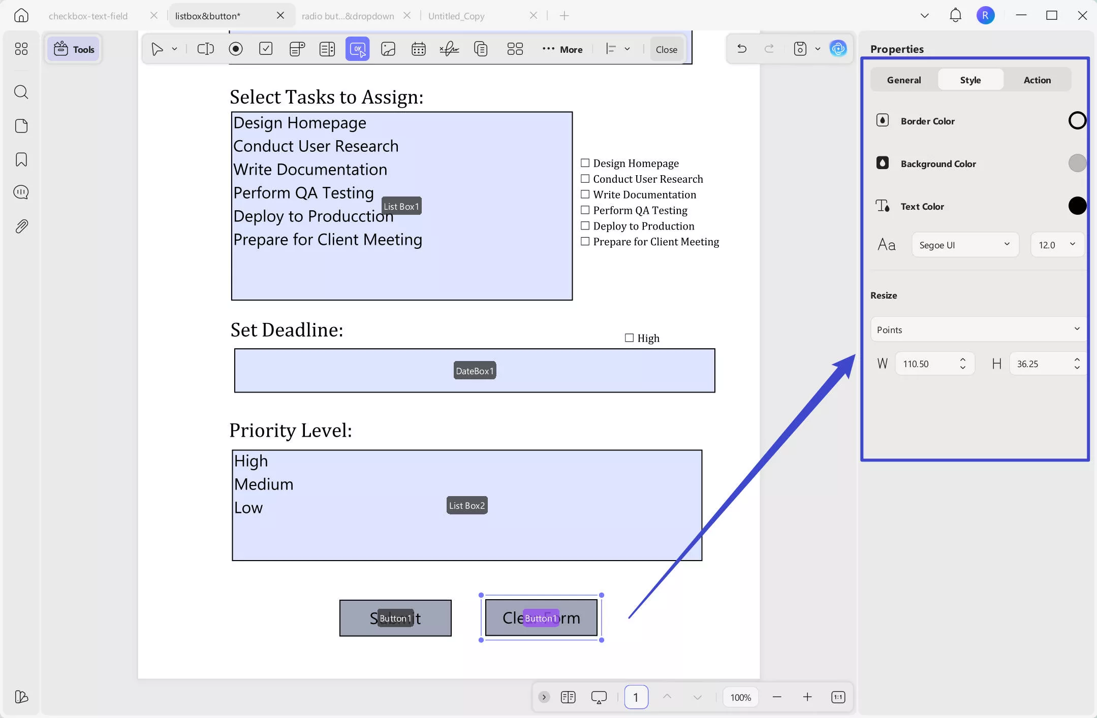 Customize the button style with UPDF on Windows