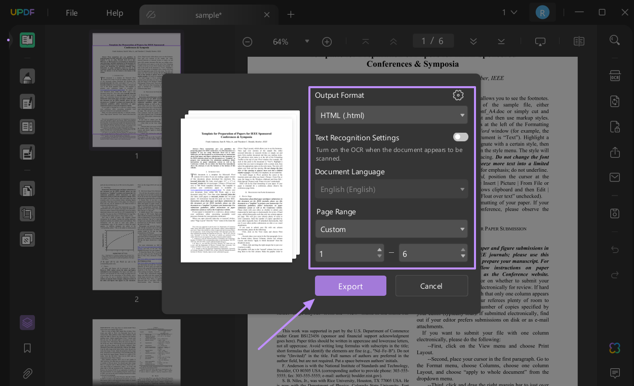 customize html output and export updf windows