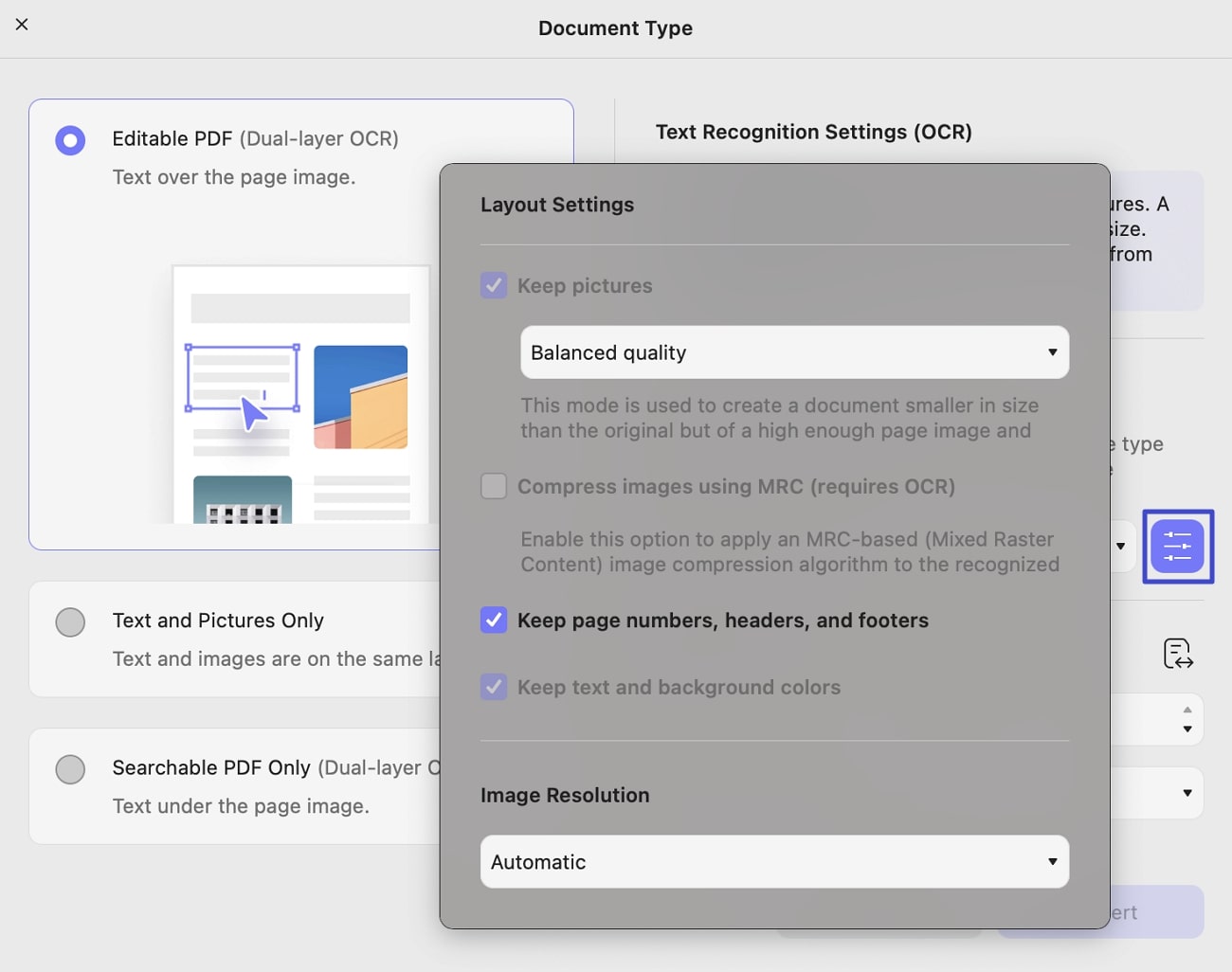 define editable ocr pdf settings updf mac