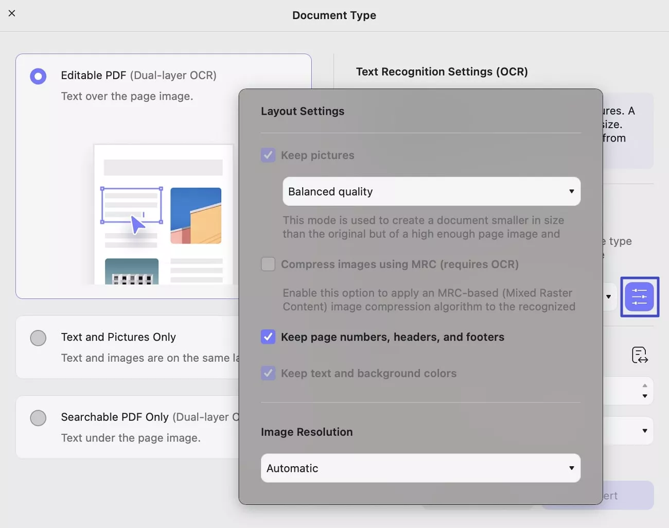 define editable ocr pdf settings updf mac