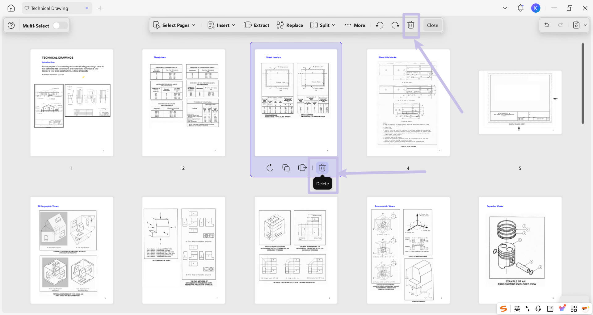 delate pages