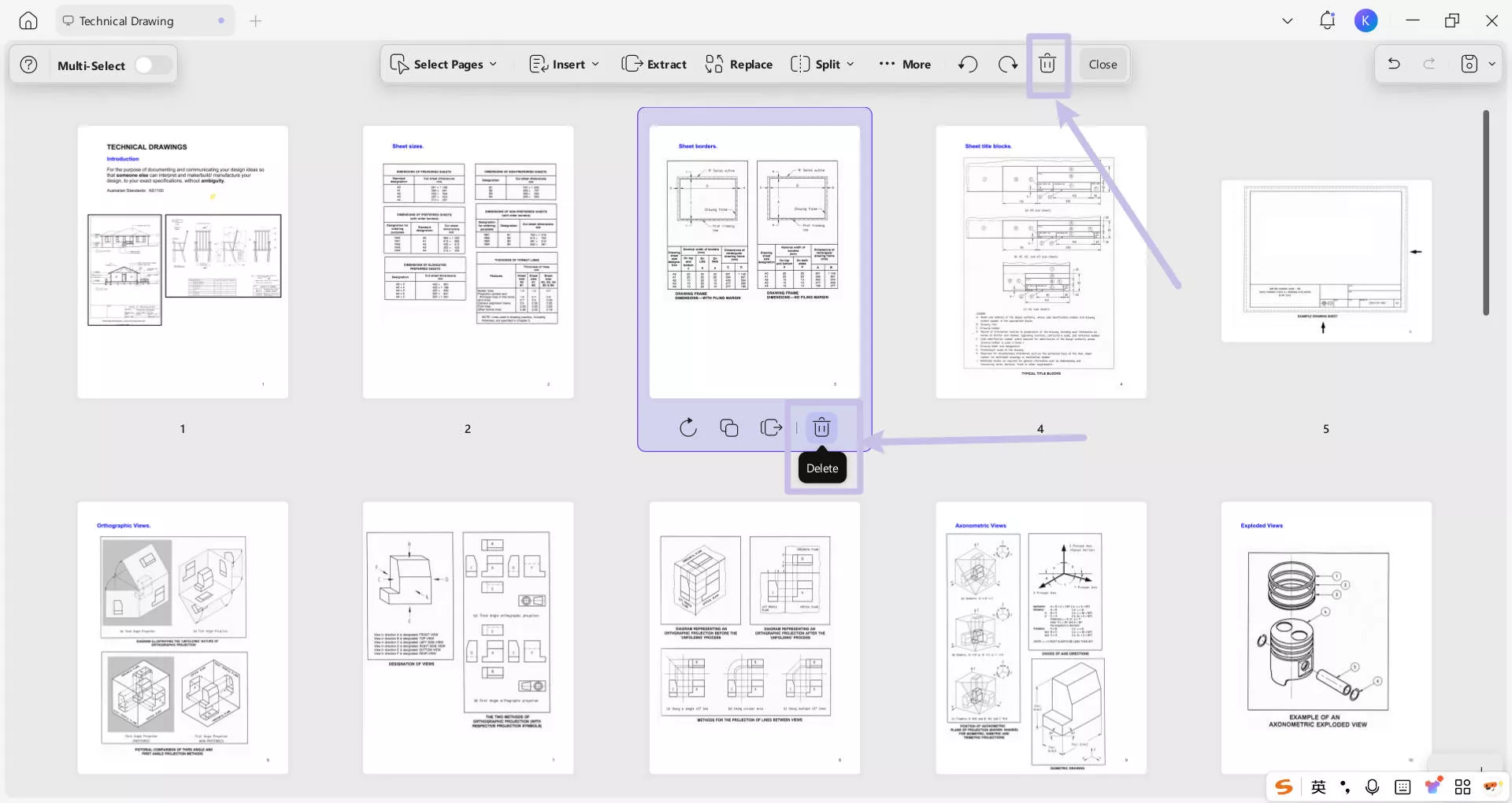 delate pages