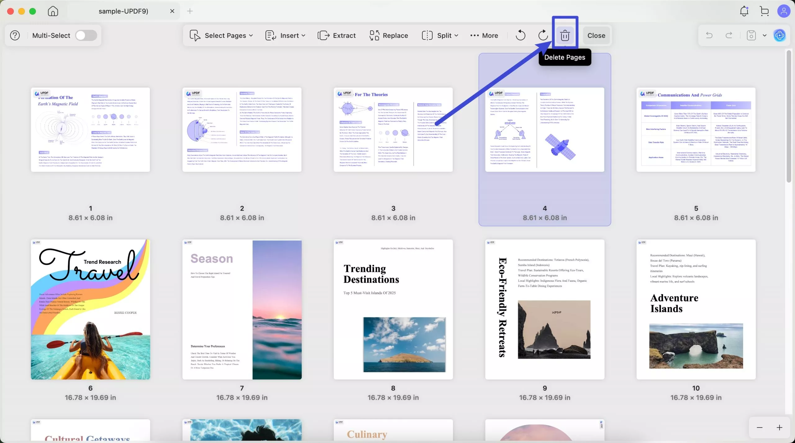 delete pages updf mac