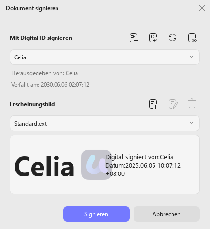 Mit einer digitalen ID unterschreiben