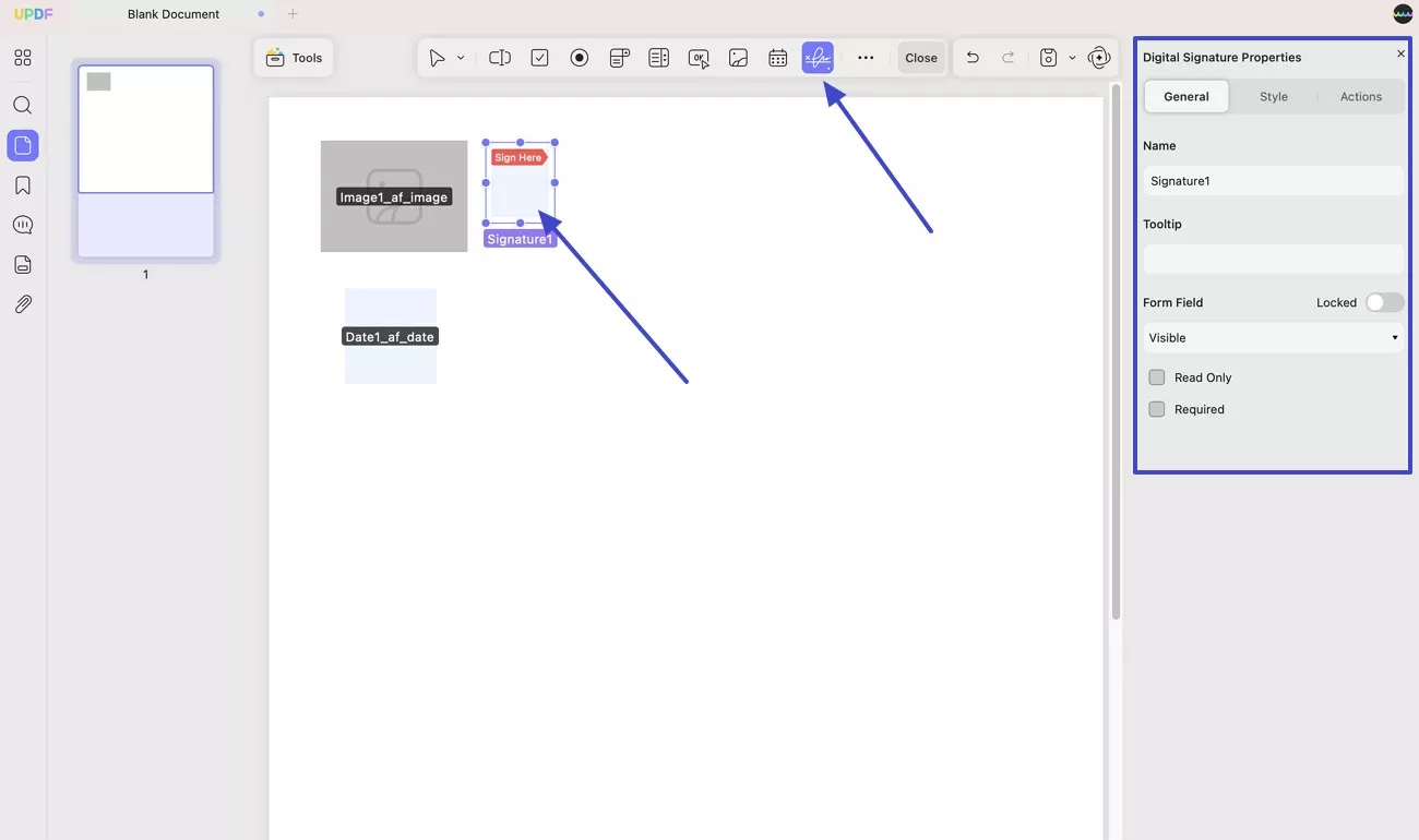 digital signature line in pdf form updf mac