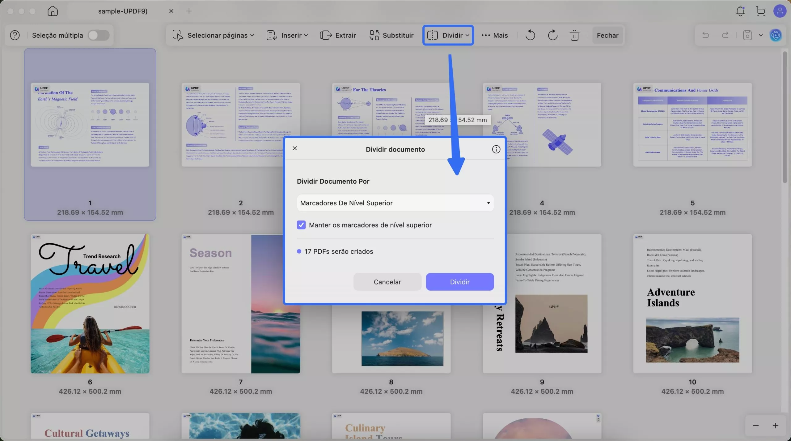 dividido por marcadpres updf mac