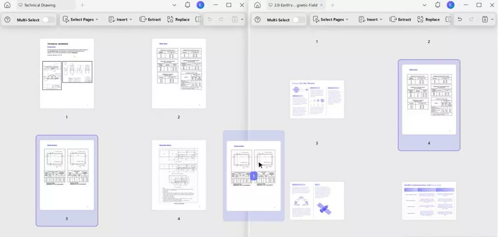 drag and drop pages in thumbnail