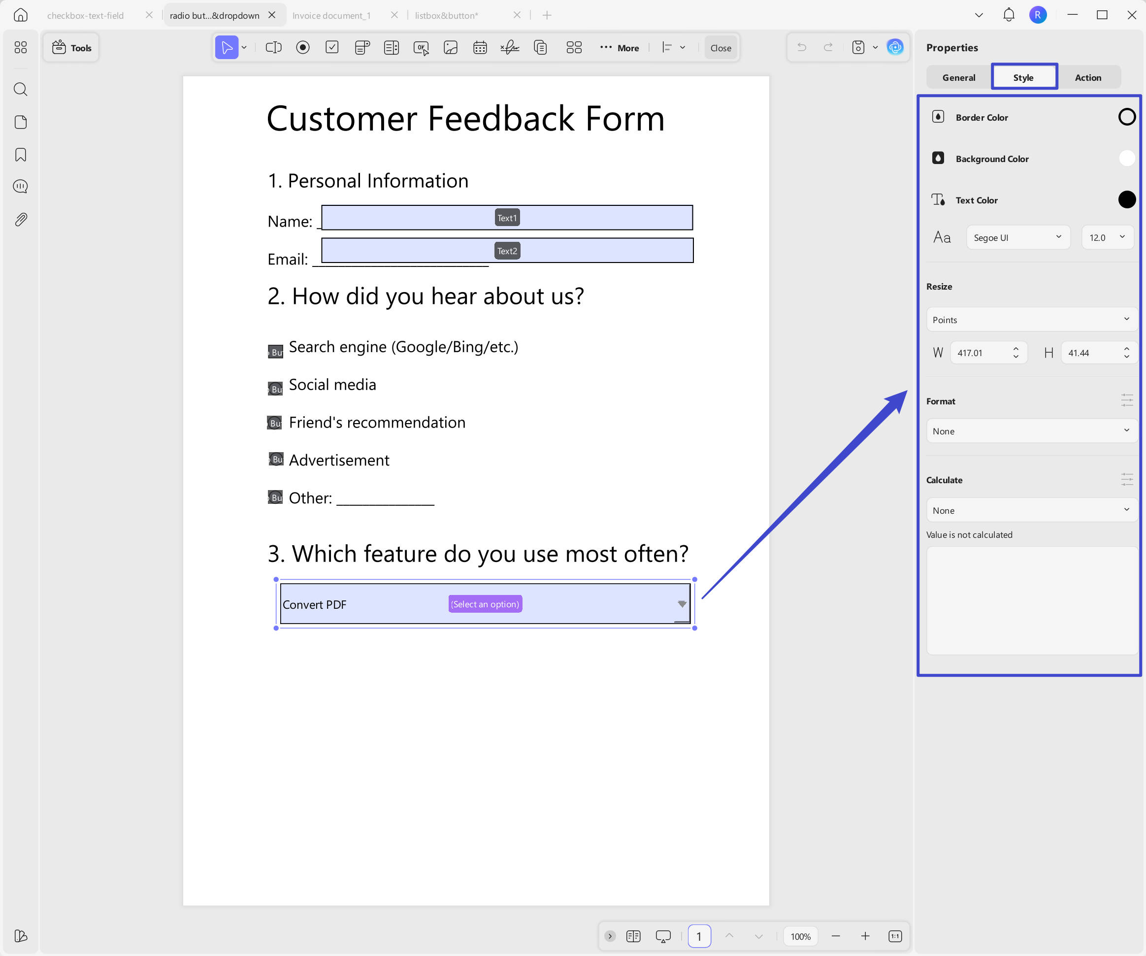 customize the dropdown list with UPDF on Windows