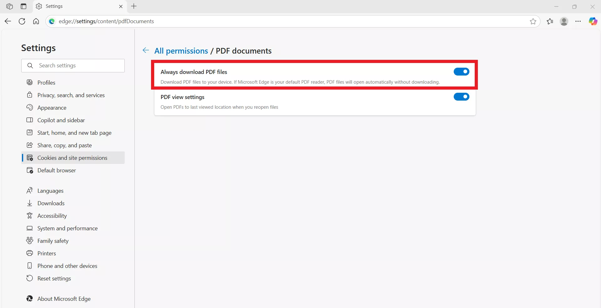 change the edge settings
