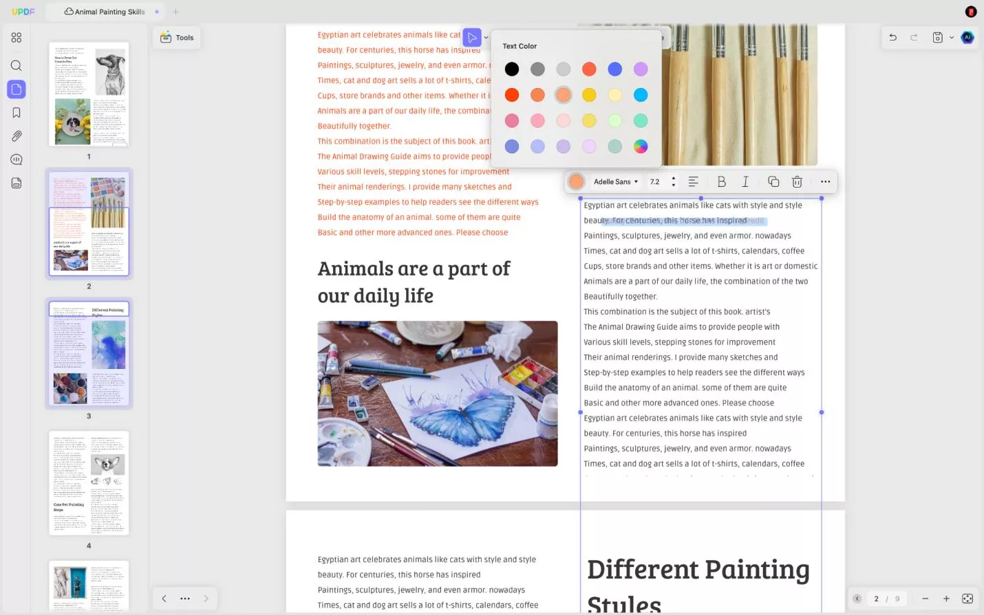 Změna barvy textu v PDF pomocí UPDF na Macu