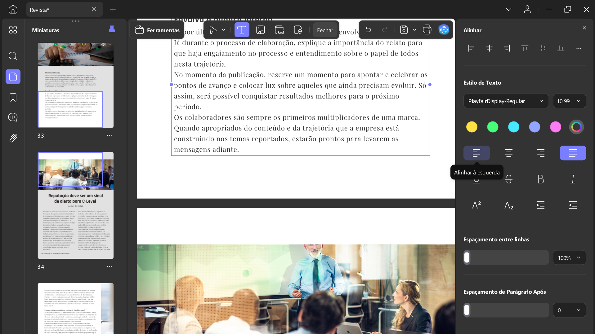 alterar propriedades do texto